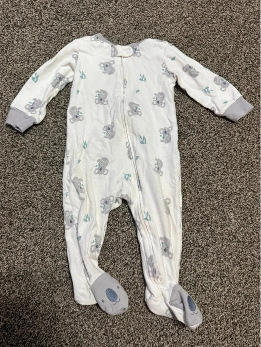 Carter’s Child of Mine Baby 6-9M Animal Print Footed Sleeper Pajamas White